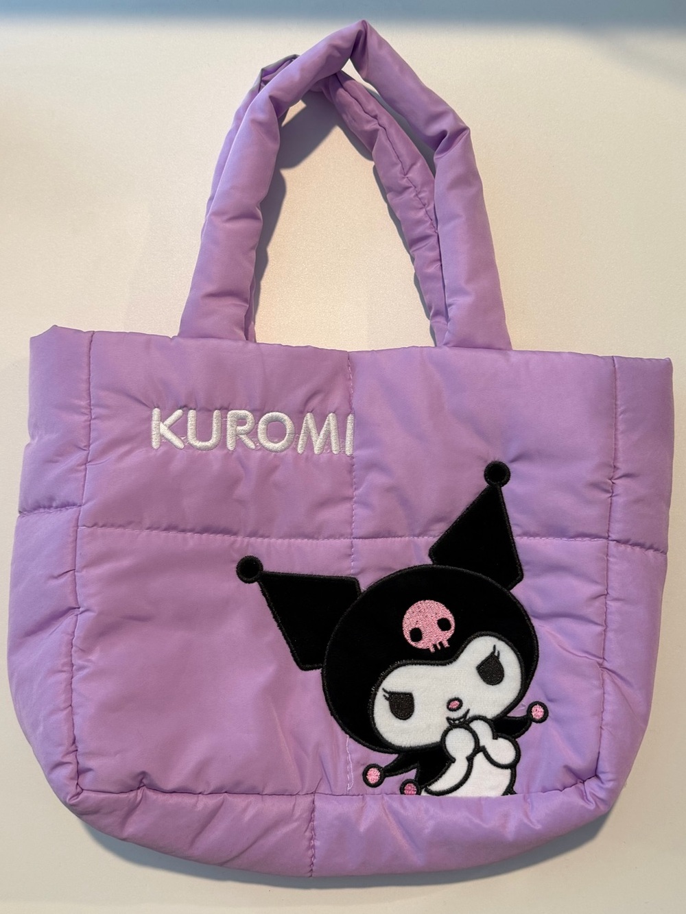 Kuromi Lavender Puffer Tote Bag